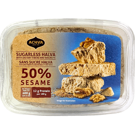 Sugarless Halva 50% Sesame - with Dietary Fibers and Walnuts